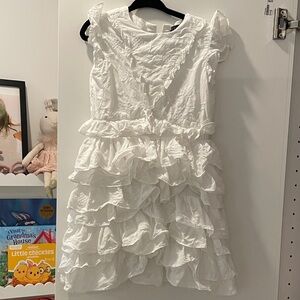 White Ruffled Kids Dress